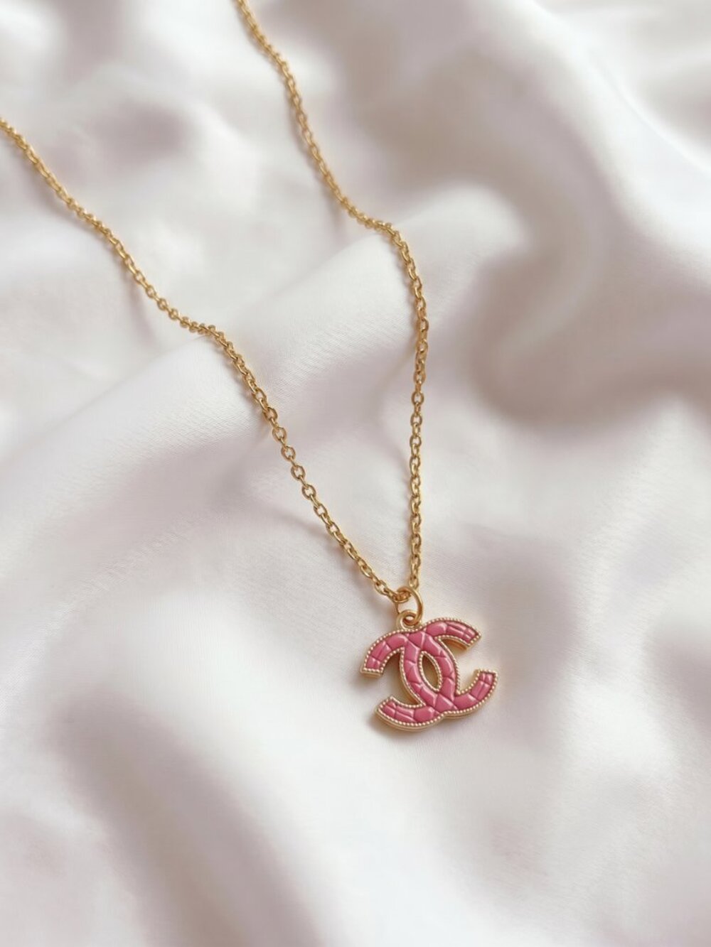 ✨ Vintage CHANEL CC Pink Upcycled Necklace: BOGO Sale! ✨